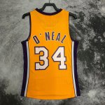 NBA 34 Shaquille O'neal Lakers 1999-00 Maillot Retro jaune imprimé